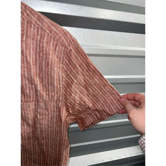 Madewell Red Striped Casual Button Down Shirt - Picture 5 of 7